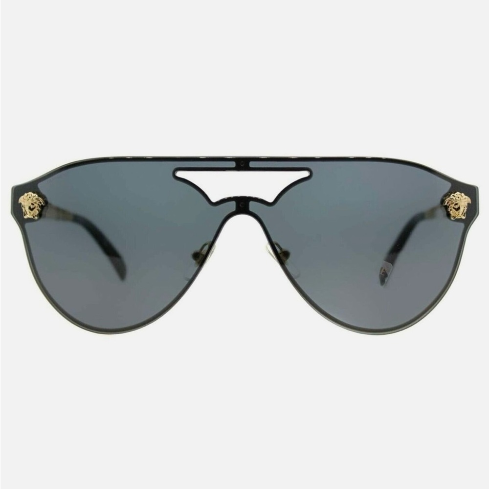Versace Black and Gold Aviator Sunglasses with Frameless Design